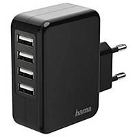 Sieťová nabíjačka Hama, 4 x USB-A, 5 V/4,8 A, čierna