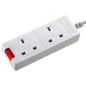 0.5m Extension Power Lead 1 Way with 13A White Plug to 1G Socket & White Cable 