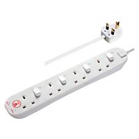 SWSRG42N-MP Surge Extension Lead 4-Socket 2m 13A Indivudually Switched White