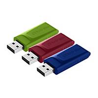Verbatim 49326 Store ´n´ Go USB Drive 2.0 Slider 16GB Asst - Pack Of 3