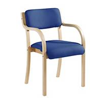 Conference Chair With Arm Rests Wood-Framed Blue - Del & Ins - Excludes NI