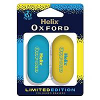 Helix Oxford Clash Eraser Blue/Yellow - Pack Of 2