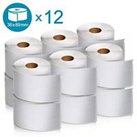 DYMO Label Writer Address Label Roll 36x89mm - Pack Of 12