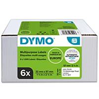 DYMO  Multi-Purpose Labels - 32mm x 57mm, 6 Rolls of 1,000