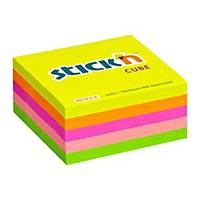STICK N by Hopax öntapadó kockatömb, 76 x 76 mm, 400 lap, neon mix