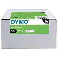 Dymo D1 etiketteerlint op tape, 9 mm, zwart op wit, doos met 10 rollen