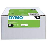 Fita rotulagem Dymo D1 - 12 mm - poliéster - preto sobre branco - Pacote de 10