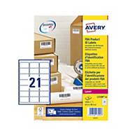 Avery L7230-50 FBA Label Sheet Perm 21-UP 63.5x38.1mm - Pack Of 50