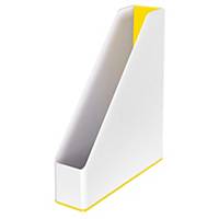 Dvoubarevný stojan na časopisy Leitz WOW, bílý/žlutý