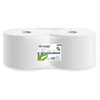 Pack de 2 bobinas de papel reciclado industriais Lucart - 570 m - 2C - Branco