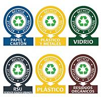 Pack de 6 pegatinas de reciclaje - PVC