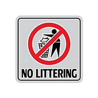 No Littering Aluminium Sign Sticker 15 X 15 Centimeters