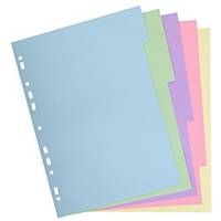 Exacompta Forever 100 Recycled Dividers A4 - Assorted Pastel Colours, Pack of 5