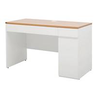 SIMMATIK โต๊ะทำงานไม้พร้อมลิ้นชักและตู้บานเปิด L-WK120DR สีบีช/ขาว