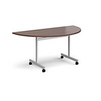 Semi Circular Fliptop Meeting Table 1600x800mm Walnut - Delivery Only