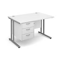Maestro 25SL Straight Desk With 3Drawer Pedestal 1200mm WhiteDel Only Excl NI