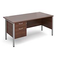 Maestro 25SL Straight Desk With 2-Drawer Pedestal 1400mm Walnut - Del & Ins