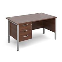 Maestro 25SL Straight Desk With 3-Drawer Pedestal 1400mm Walnut - Delivery Only