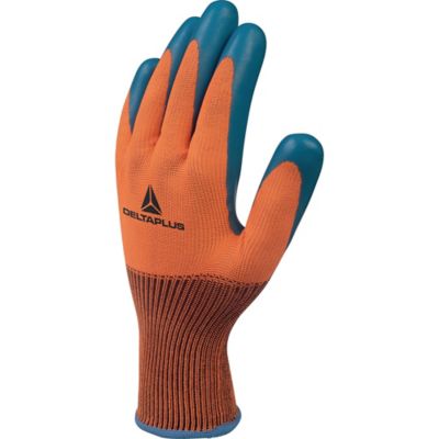 Delta Plus VE733 Supreme Grip Latex Coated Blue/Orange Glove Size 9 (Pair)