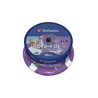 VERBATIM DVD+R Spindle 8.5GB 43667 8x DL Wide print. Emballage de 25 pièces