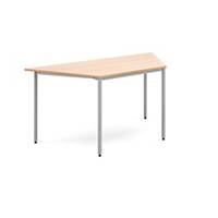 Trapezoidal flexi table with silver frame 1600mm x 800mm beech - Del & Ins