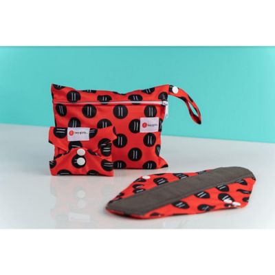 Hey Girls Red Reusable Period Super Pads - Pack Of 5 With Wet Bag