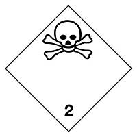 Gefahrgut-Etikett, Giftiges Gas, 100×100mm, Papier, 2 Rl. à 500