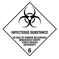 Gefahrgut-Etikett, Infektiöse Substanz mit Text, 100x100mm, Papier, 2 Rl. à 500
