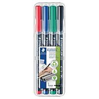 Staedtler Lumocolor Permanent Pens Super Fine Assorted Colours - Box of 4