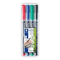 Staedtler 318 OHPen F permanent pen assorted colours - pocket of 4