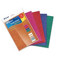 Pack de 5 cartulinas de purpurina Sadipal - 330 gr - A4 - colores intensos