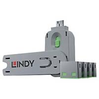 Kit bloqueur port USB clé et 4 bloqueurs Lindy - Vert