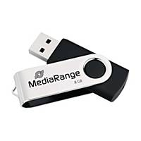 MediaRange USB-Stick, USB 2.0 Schnittstelle, 8GB Speicherkapazität, schwarz