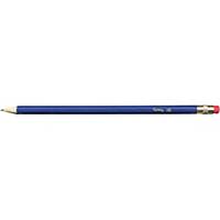 Bleistift Lyreco, HB, mit Radiergummi, blau, Packung à 12 Stück