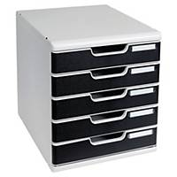 Zásuvkový modul Exacompta Modulo A4+, 5 zásuviek, sivo-čierny