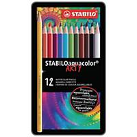 Crayon de couleur Stabilo Aquacolor - coloris assortis - boîte de 12