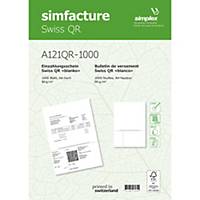 Einzahlungsschein Swiss QR Simplex, A4, Pack à 1000 Blatt