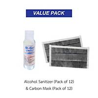 M-GEL Alcohol Gel 95 60ml Pack12  and GLOVETEX Carbon Mask CF-114 Pack12