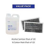 MYR Ethyl Alcohol Gel 70 1000ml Pack12 and GLOVETEX Carbon Mask CF-114 Pack12
