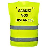 Veiligheidsvest fluo geel, gardez vos distances, maat S/M, Franstalig