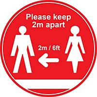 Red Social Distancing Floor Graphic - Please Keep 2m/6ft Apart