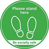 Green Social Distancing Floor Graphic - Please Stand Here