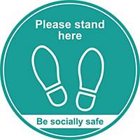 Turquoise Social Distancing Floor Graphic - Please Stand Here