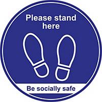Blue Social Distancing Floor Graphic - Please Stand Here