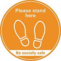 Amber Social Distancing Floor Graphic - Please Stand Here