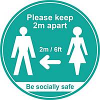 Turquoise Social Distancing Floor Graphic - Please Keep 2m/6ft Apart