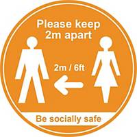 Amber Social Distancing Floor Graphic - Please Keep 2m/6ft Apart