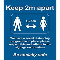 Social Distancing Rigid PVC Board Sign - Keep 2m/6ft Apart