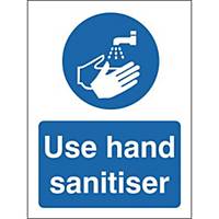 Use Hand Sanitiser Safety Sign Semi Rigid Plastic 150x200MM