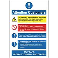 H&S Sign Attention Customers 150X200 Self Adhesive Vinyl